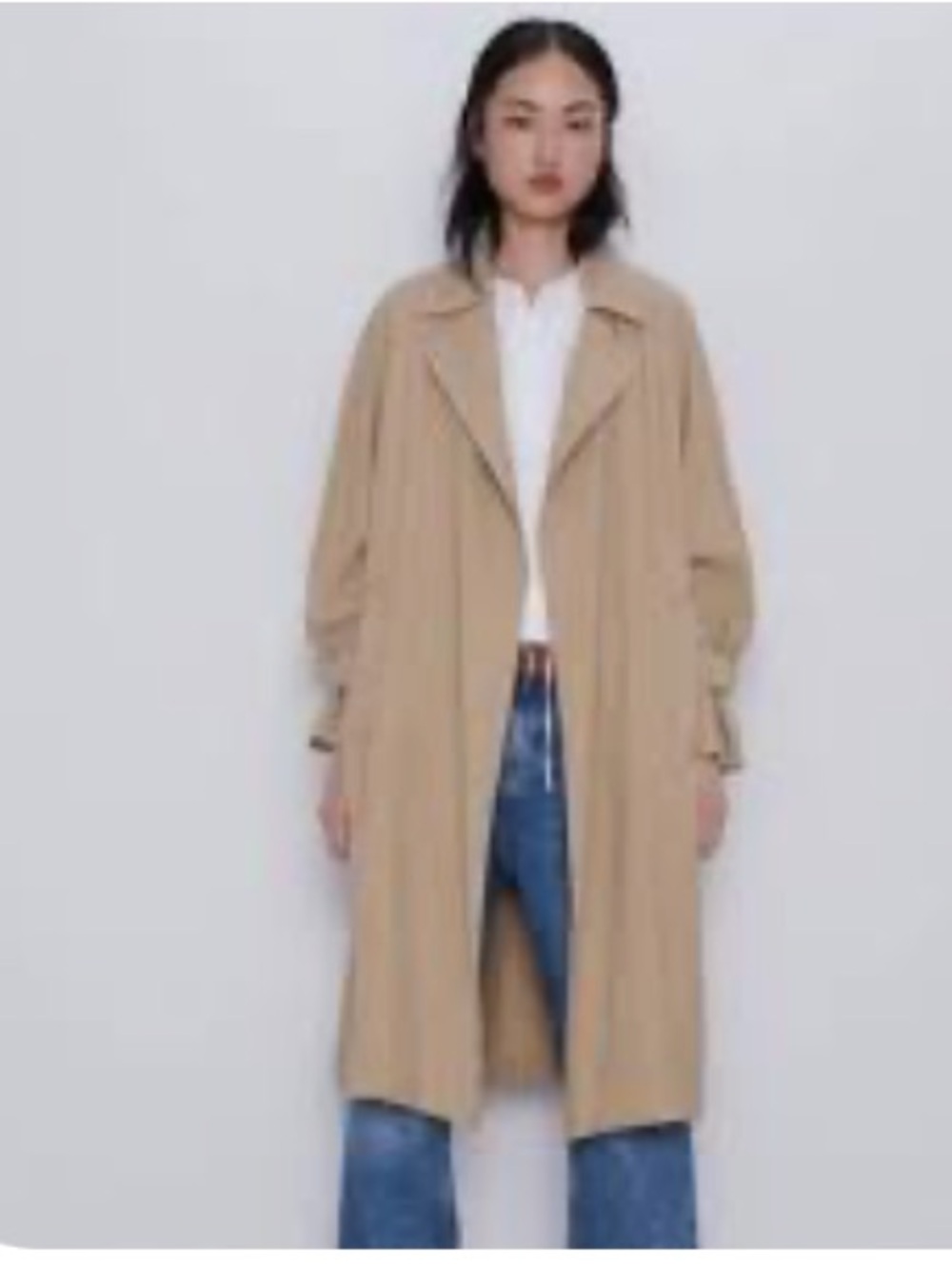 Zara Long Camel Beige Trench Coat